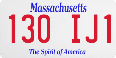 MA license plate 130IJ1