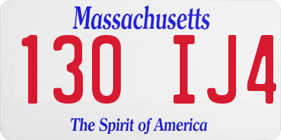 MA license plate 130IJ4