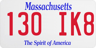 MA license plate 130IK8