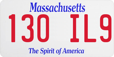 MA license plate 130IL9