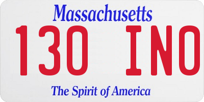 MA license plate 130IN0