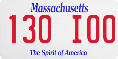 MA license plate 130IO0