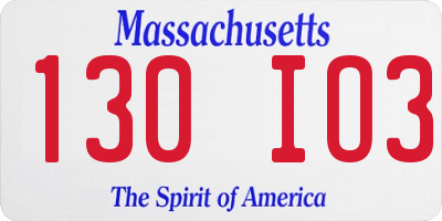 MA license plate 130IO3