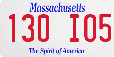 MA license plate 130IO5