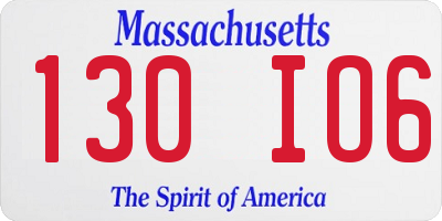 MA license plate 130IO6