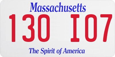 MA license plate 130IO7