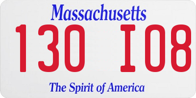 MA license plate 130IO8