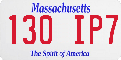 MA license plate 130IP7