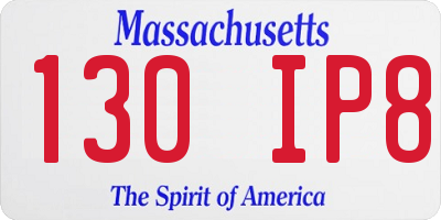 MA license plate 130IP8