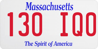 MA license plate 130IQ0