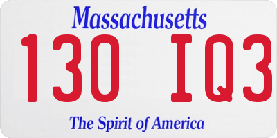 MA license plate 130IQ3