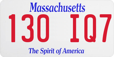 MA license plate 130IQ7