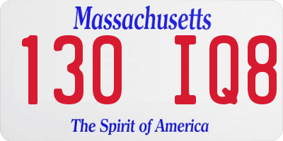 MA license plate 130IQ8
