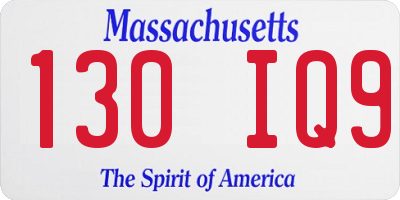 MA license plate 130IQ9