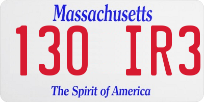 MA license plate 130IR3