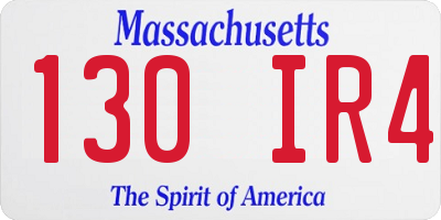 MA license plate 130IR4
