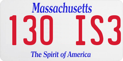 MA license plate 130IS3