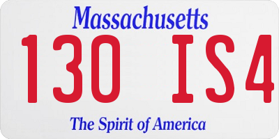 MA license plate 130IS4