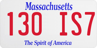 MA license plate 130IS7