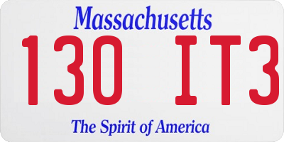 MA license plate 130IT3