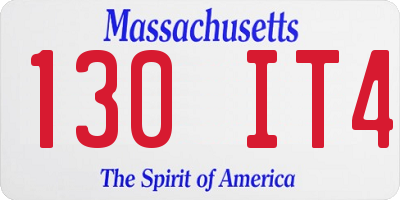 MA license plate 130IT4