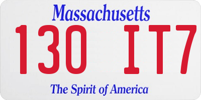 MA license plate 130IT7
