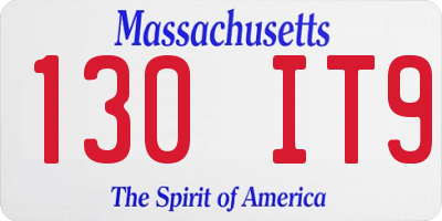 MA license plate 130IT9