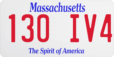 MA license plate 130IV4