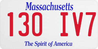 MA license plate 130IV7