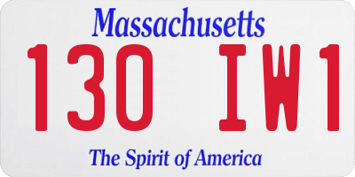 MA license plate 130IW1