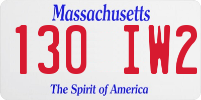 MA license plate 130IW2