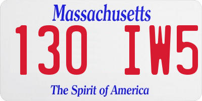 MA license plate 130IW5