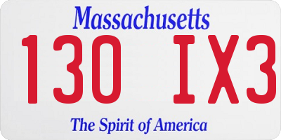 MA license plate 130IX3
