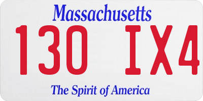 MA license plate 130IX4