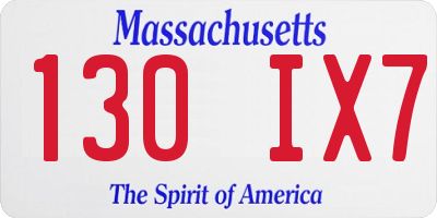 MA license plate 130IX7