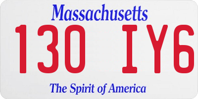 MA license plate 130IY6