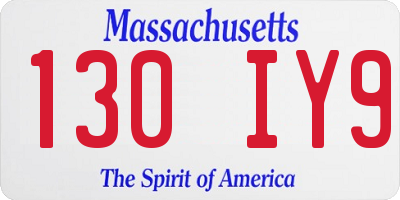 MA license plate 130IY9