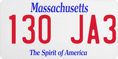 MA license plate 130JA3