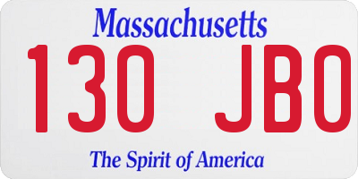 MA license plate 130JB0