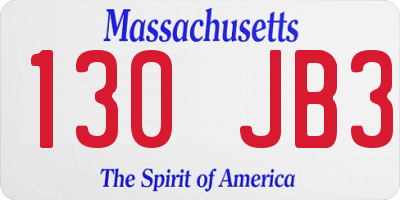 MA license plate 130JB3