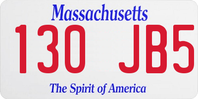 MA license plate 130JB5