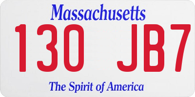 MA license plate 130JB7