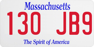 MA license plate 130JB9