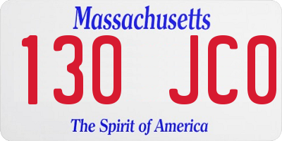 MA license plate 130JC0