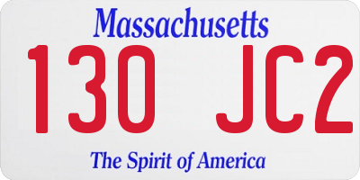 MA license plate 130JC2