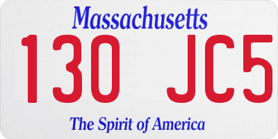 MA license plate 130JC5