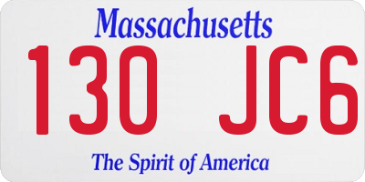 MA license plate 130JC6