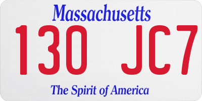 MA license plate 130JC7