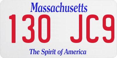 MA license plate 130JC9