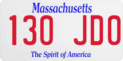 MA license plate 130JD0